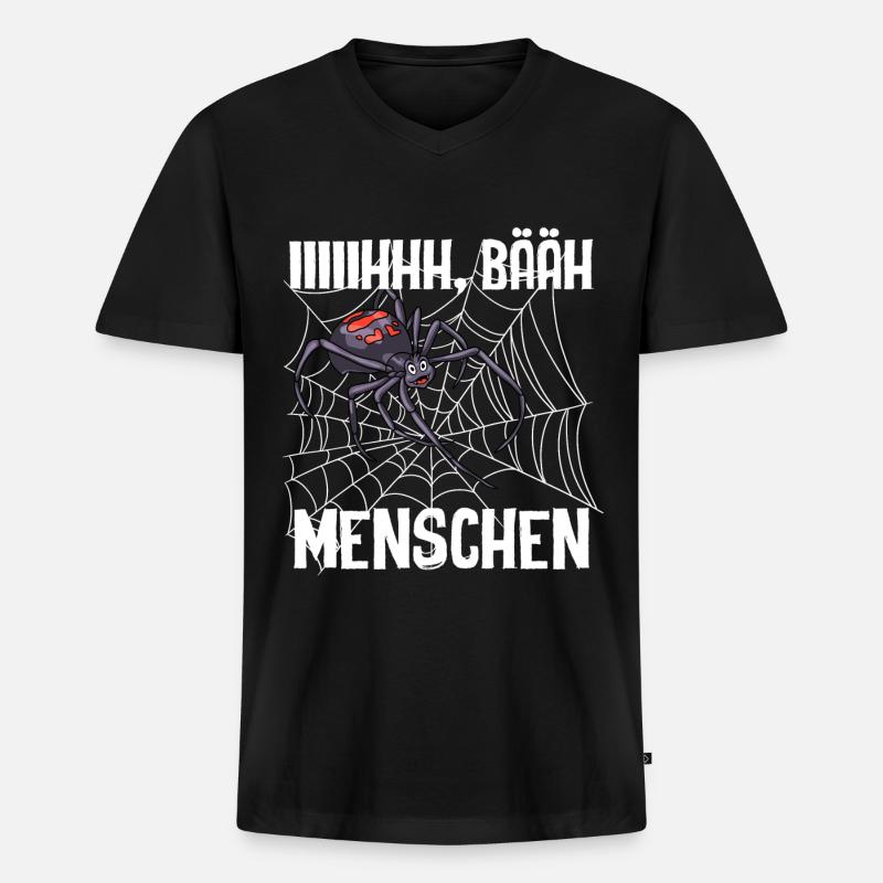 Spinne - Männer Premium Bio T-Shirt mit V-Ausschnitt - Schwarz