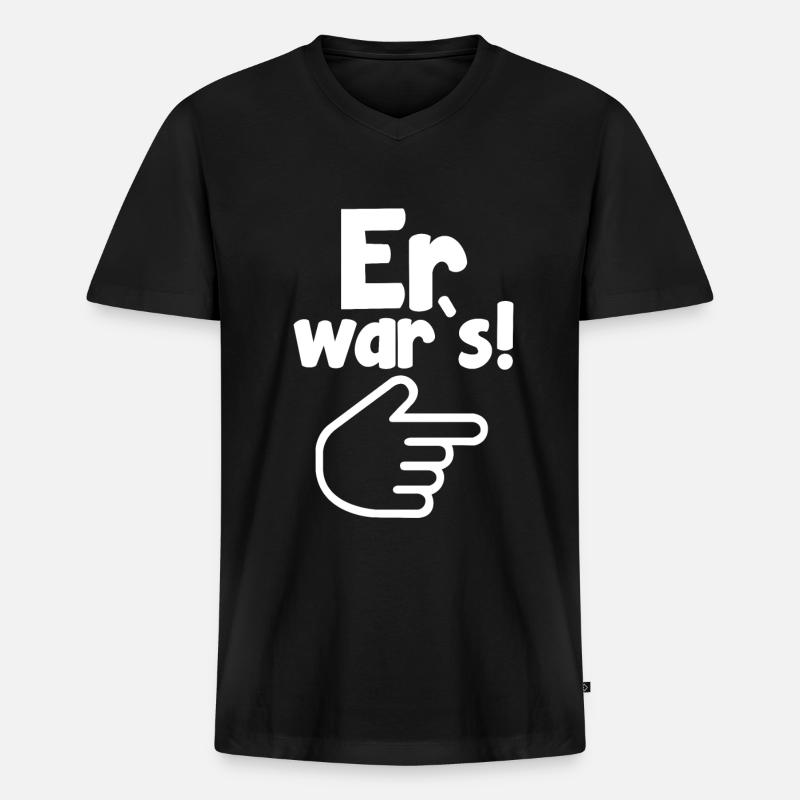 Er wars - Männer Premium Bio T-Shirt mit V-Ausschnitt - Schwarz