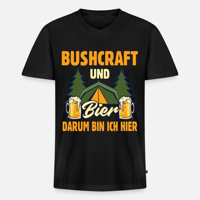 Bier Camping Bushcraft Survival - Männer Premium Bio T-Shirt mit V-Ausschnitt - Schwarz