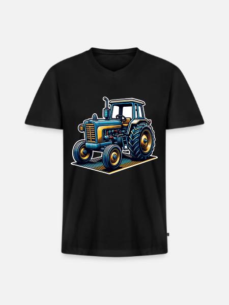 Tractor - Men's Premium Organic T-shirt with V-neck - black