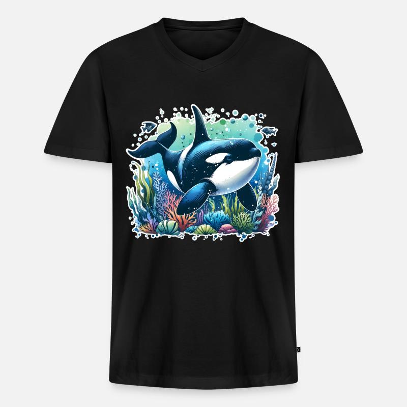 Orca Schwertwal - Männer Premium Bio T-Shirt mit V-Ausschnitt - Schwarz