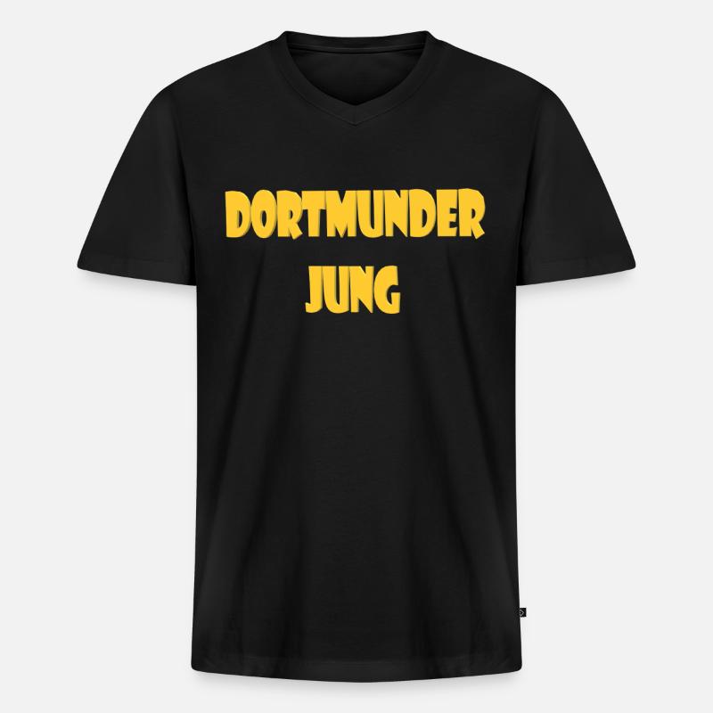 Dortmunder Jung - Männer Premium Bio T-Shirt mit V-Ausschnitt - Schwarz