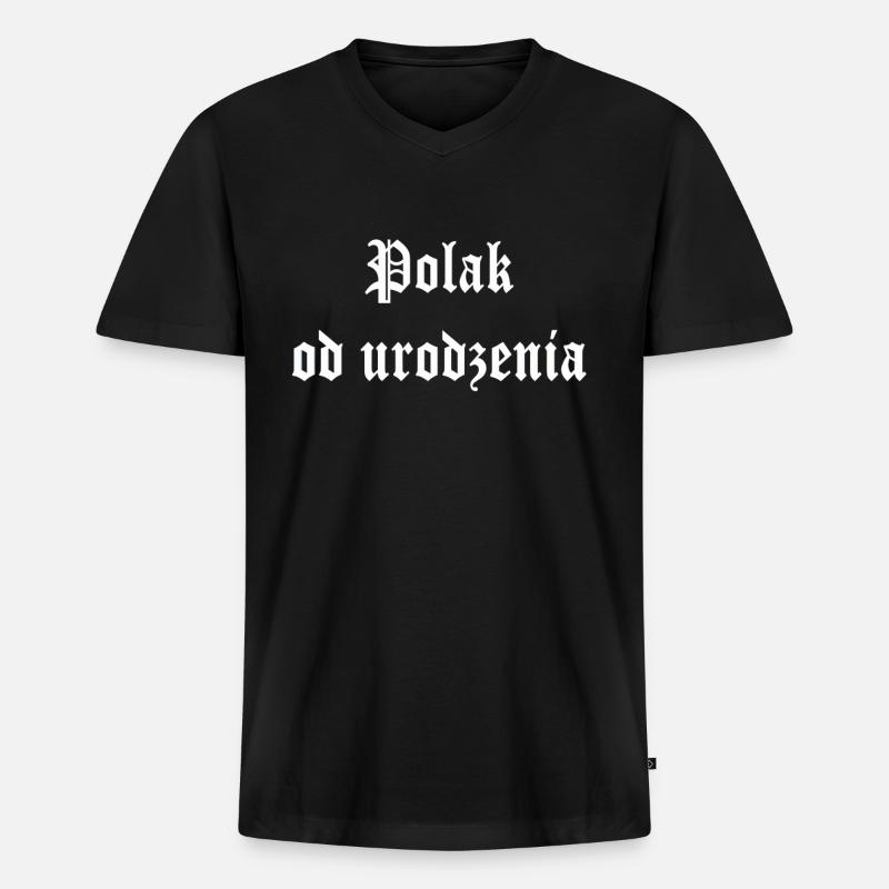 Polen Design - Männer Premium Bio T-Shirt mit V-Ausschnitt - Schwarz