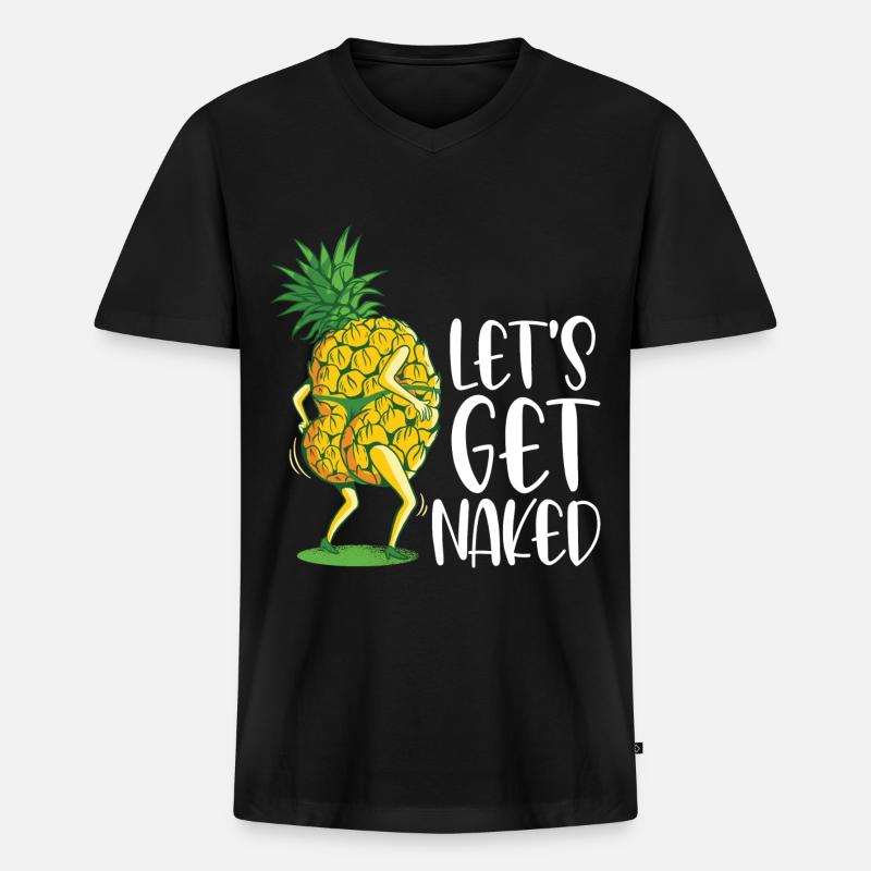 Ananas - Männer Premium Bio T-Shirt mit V-Ausschnitt - Schwarz