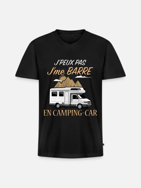 Idée cadeau Camping-car drôle - T-shirt encolure en V Premium bio Homme - noir