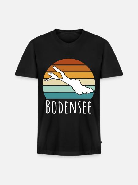 Retro Bodensee Konstanz - Männer Premium Bio T-Shirt mit V-Ausschnitt - Schwarz