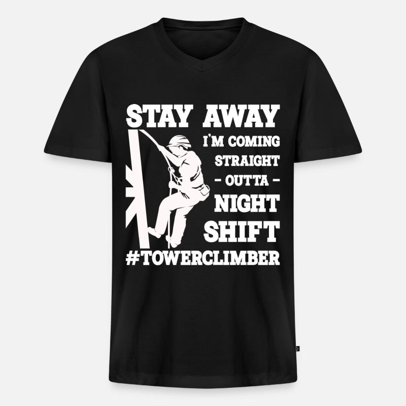 Industriekletterer - Männer Premium Bio T-Shirt mit V-Ausschnitt - Schwarz