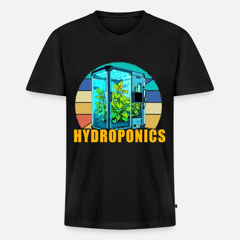 Hydroponik - Männer Premium Bio T-Shirt mit V-Ausschnitt - Schwarz