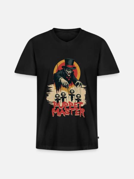 Puppenspieler Bauchredner Puppet Master - Männer Premium Bio T-Shirt mit V-Ausschnitt - Schwarz