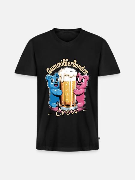 GummiBierBanden Crew | Beer Time | Bier - Männer Premium Bio T-Shirt mit V-Ausschnitt - Schwarz