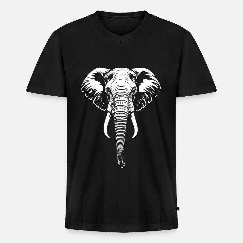Elefant - Großwild, Stoßzahn, Elfenbein - Männer Premium Bio T-Shirt mit V-Ausschnitt - Schwarz