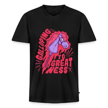 Hobby Horsing Steckenpferde - Männer Premium Bio T-Shirt mit V-Ausschnitt - Schwarz - Vorne - Nico (187cm)