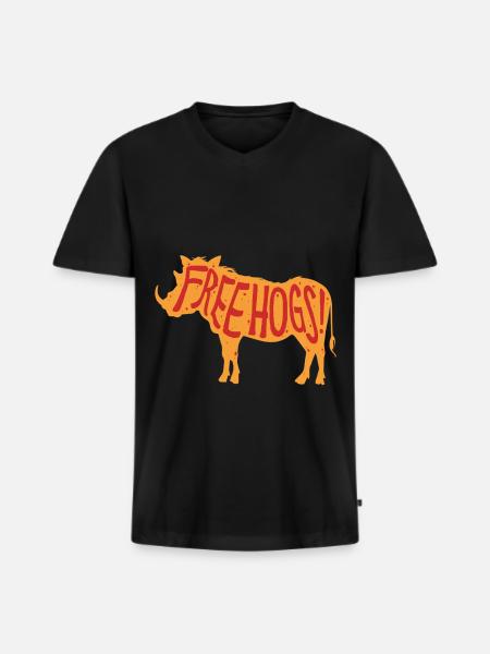 Wildschwein Wildschweinjagd Free Hogs! - Männer Premium Bio T-Shirt mit V-Ausschnitt - Schwarz
