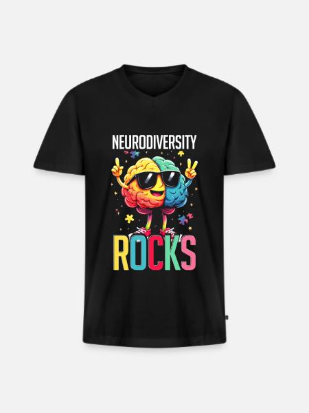 Autistisk Autistisk Autisme Neurodiversitet rocker - Premium økologisk T-shirt med V-hals til mænd - sort