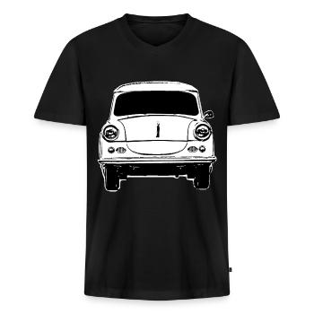 Ost Deutschland Auto Trabi Retro Oldtimer Auto - Männer Premium Bio T-Shirt mit V-Ausschnitt - Schwarz - Vorne - Nico (187cm)