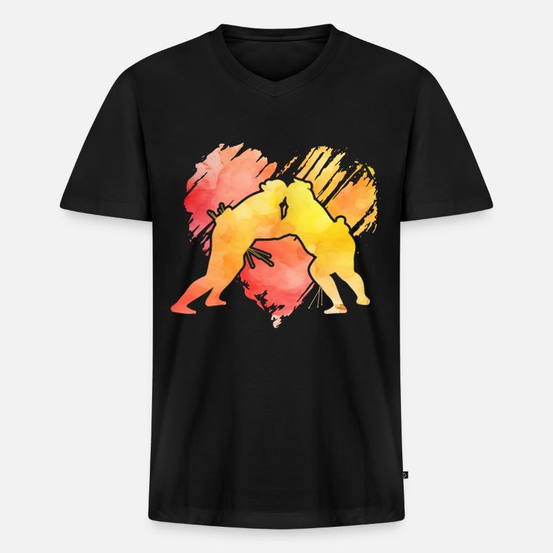 Sumo - Männer Premium Bio T-Shirt mit V-Ausschnitt - Schwarz