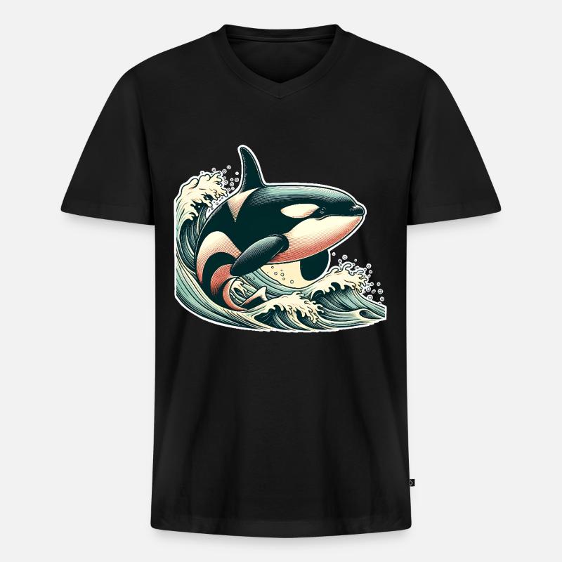 Orca Schwertwal - Männer Premium Bio T-Shirt mit V-Ausschnitt - Schwarz