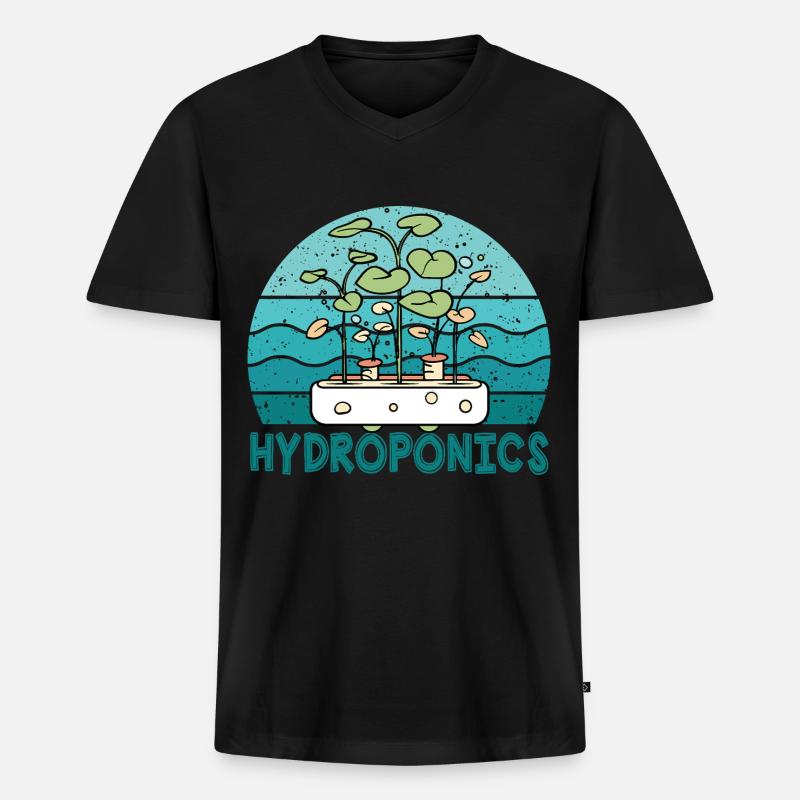Hydroponics - Men's Premium Organic T-shirt with V-neck - black