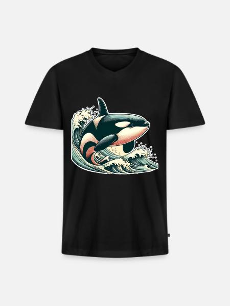 Orca Killer Whale - Men's Premium Organic T-shirt with V-neck - black