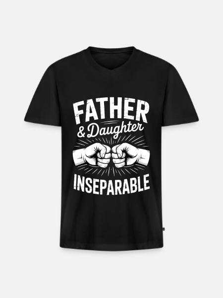Father Daughter Inseparable Dad Daughter - Men's Premium Organic T-shirt with V-neck - black