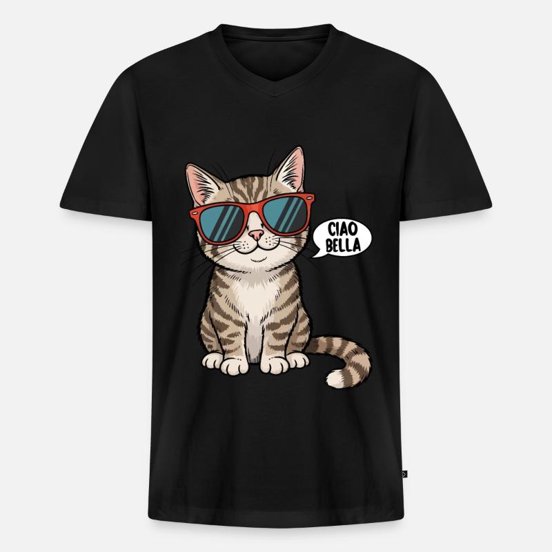 Ciao Bella - Männer Premium Bio T-Shirt mit V-Ausschnitt - Schwarz