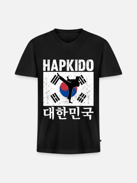 Hapkido Korean Martial Art - Men's Premium Organic T-shirt with V-neck - black