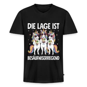 Die Lage Ist Besäufniserregend - Männer Premium Bio T-Shirt mit V-Ausschnitt - Schwarz - Vorne - Nico (187cm)