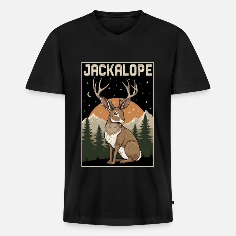Jackalope - Männer Premium Bio T-Shirt mit V-Ausschnitt - Schwarz