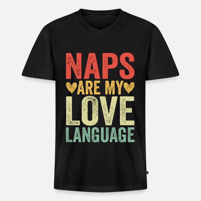 Naps Are My Love Language - Männer Premium Bio T-Shirt mit V-Ausschnitt - Schwarz