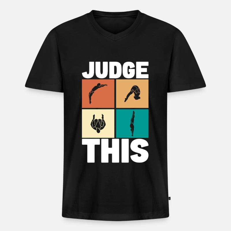 Kunstspringen Turmspringer Sprungbrett - Männer Premium Bio T-Shirt mit V-Ausschnitt - Schwarz