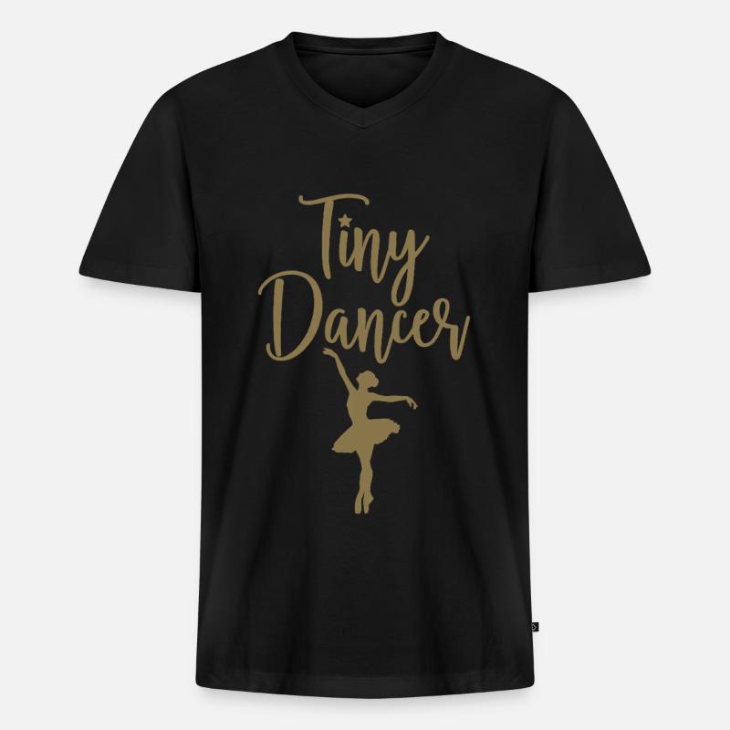 Tiny Dancer - Ballerina Silhouette - Männer Premium Bio T-Shirt mit V-Ausschnitt - Schwarz