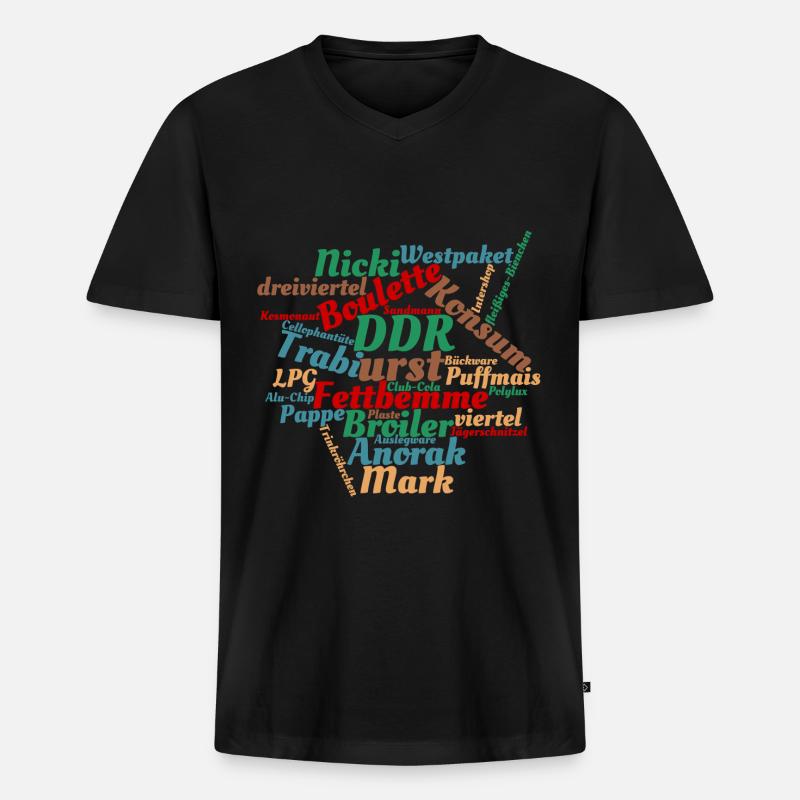 DDR Ostalgie Wörtersammlung - Männer Premium Bio T-Shirt mit V-Ausschnitt - Schwarz