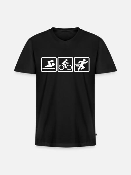 Triathlon - T-shirt encolure en V Premium bio Homme - noir