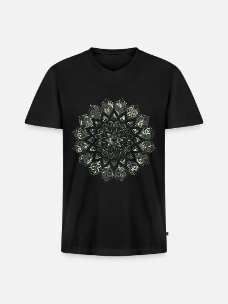 Mandala - Männer Premium Bio T-Shirt mit V-Ausschnitt - Schwarz