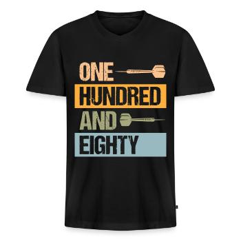 Dart Dartscheibe Dartpfeil - Männer Premium Bio T-Shirt mit V-Ausschnitt - Schwarz - Vorne - Nico (187cm)