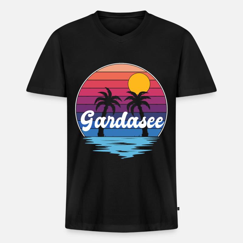 Gardasee Urlauber Gardasee - Männer Premium Bio T-Shirt mit V-Ausschnitt - Schwarz