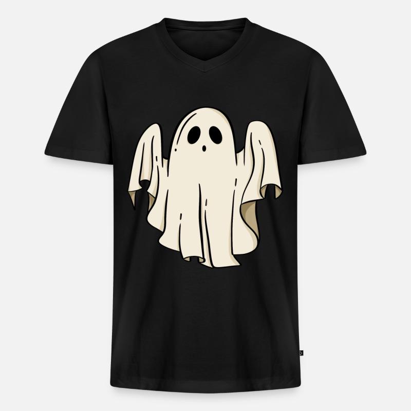 Geist Halloween - Männer Premium Bio T-Shirt mit V-Ausschnitt - Schwarz
