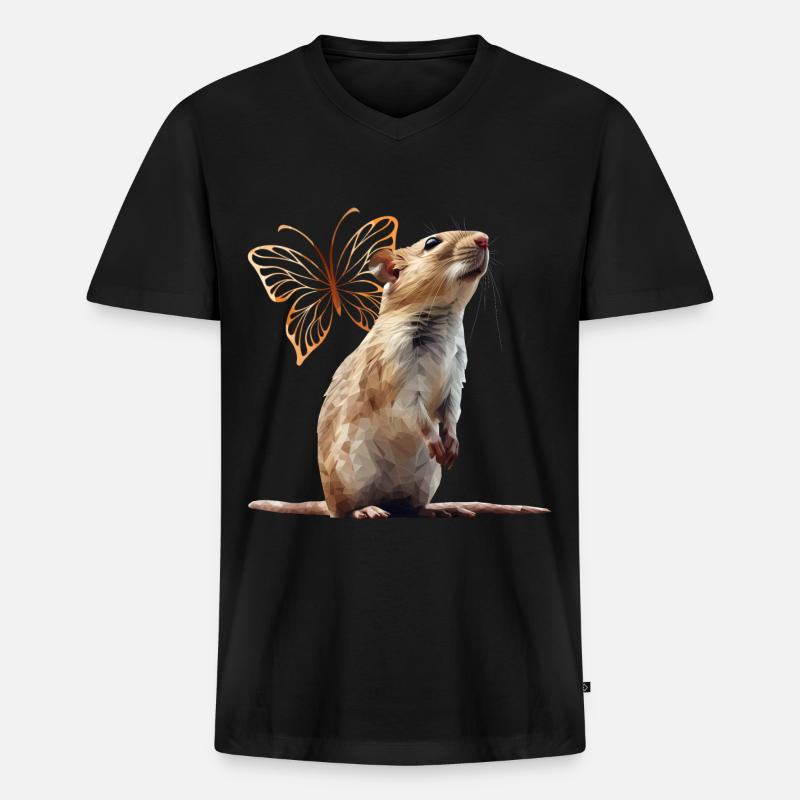 Ratte - Männer Premium Bio T-Shirt mit V-Ausschnitt - Schwarz