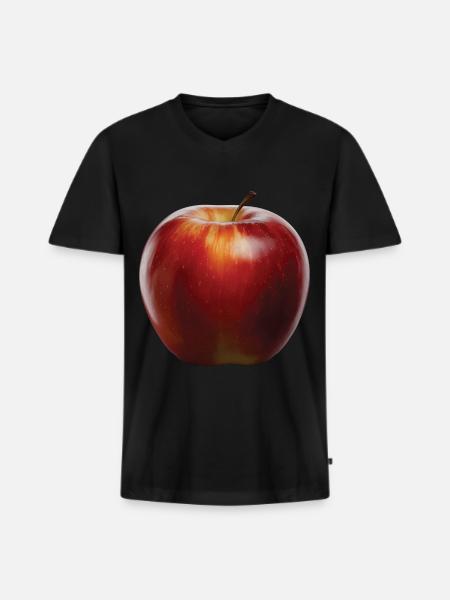 Apfel Frucht Geschenk - Männer Premium Bio T-Shirt mit V-Ausschnitt - Schwarz