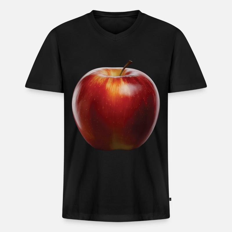 Apfel Frucht Geschenk - Männer Premium Bio T-Shirt mit V-Ausschnitt - Schwarz
