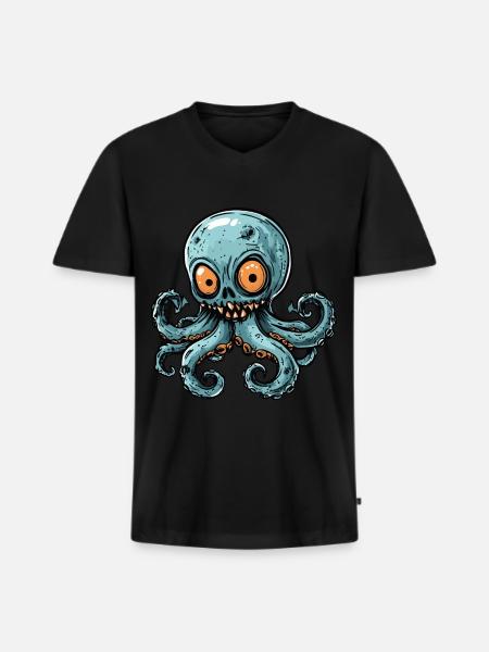 Octopus Halloween Funny Zombie - Men's Premium Organic T-shirt with V-neck - black