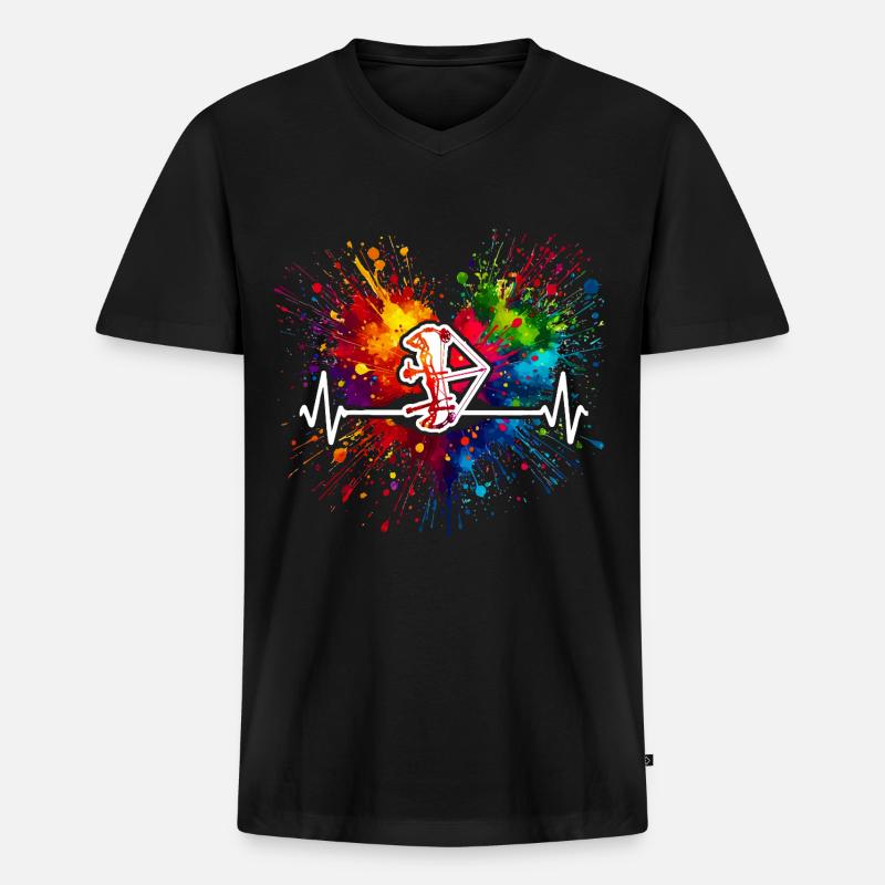 Bogenschießen Herzschlag - Männer Premium Bio T-Shirt mit V-Ausschnitt - Schwarz
