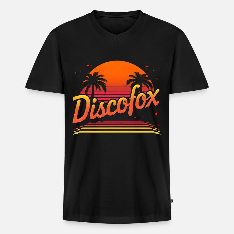 Discofox - Männer Premium Bio T-Shirt mit V-Ausschnitt - Schwarz