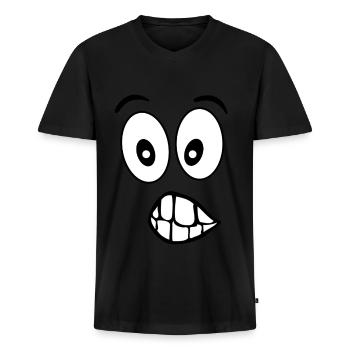 Stupid face - Men's Premium Organic T-shirt with V-neck - black - Front - Nico (187cm)