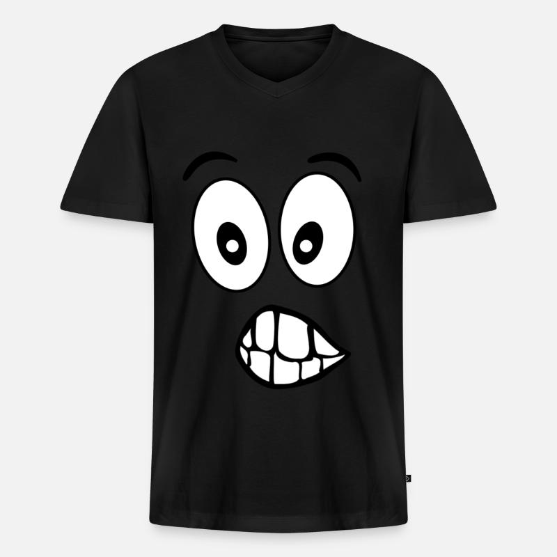 Blödes Gesicht - Männer Premium Bio T-Shirt mit V-Ausschnitt - Schwarz