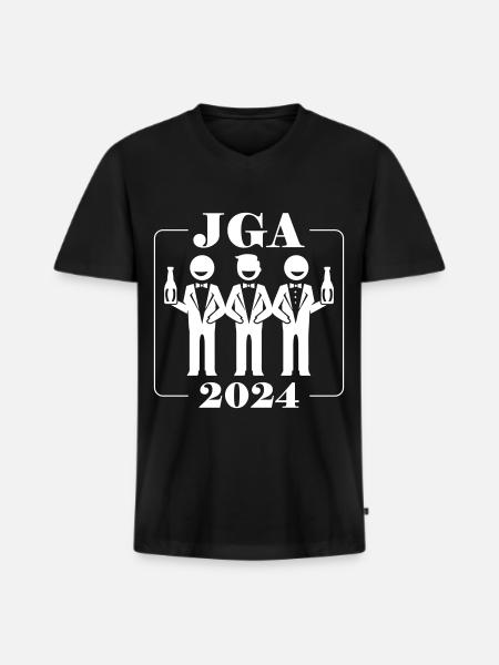 Junggesellenabschied 2024 - Männer Premium Bio T-Shirt mit V-Ausschnitt - Schwarz