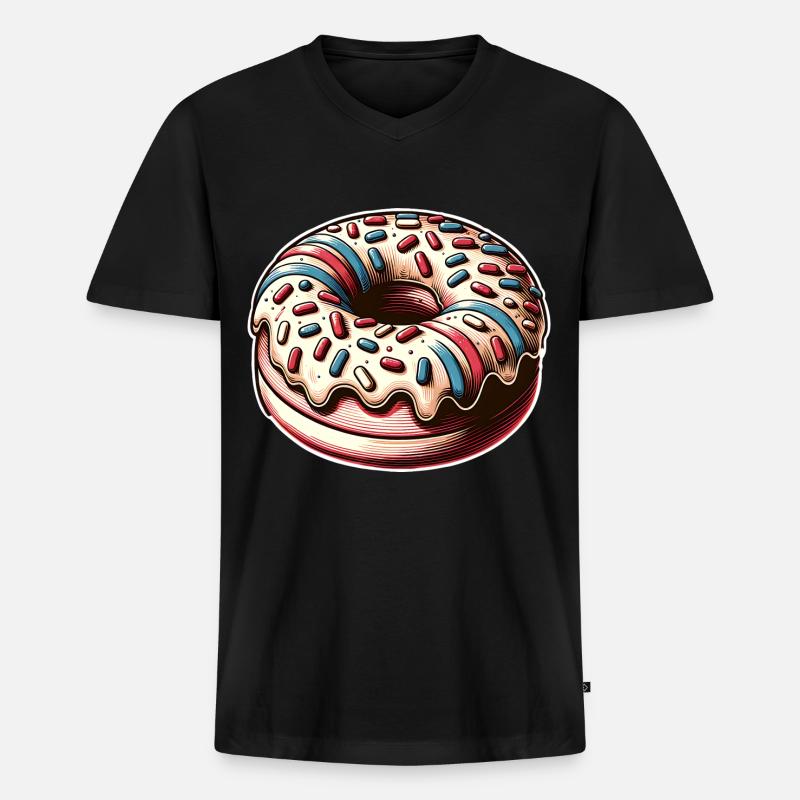 Donut - Männer Premium Bio T-Shirt mit V-Ausschnitt - Schwarz