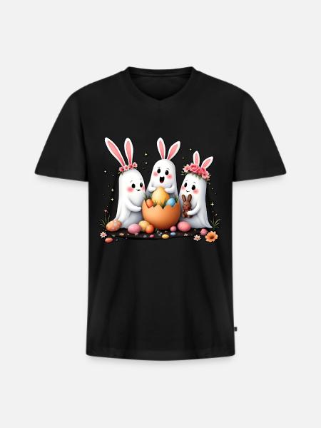 Bunny Ghosts - Men's Premium Organic T-shirt with V-neck - black