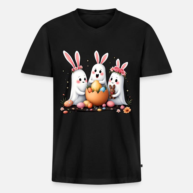 Hasengeister - Männer Premium Bio T-Shirt mit V-Ausschnitt - Schwarz