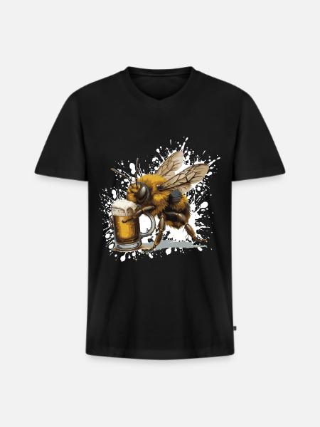 Bee Beer Funny - Men's Premium Organic T-shirt with V-neck - black